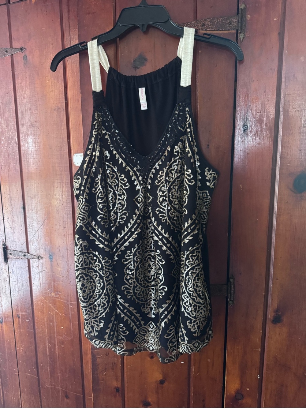 Sequin Black and Gold Sleeveless Tank Top